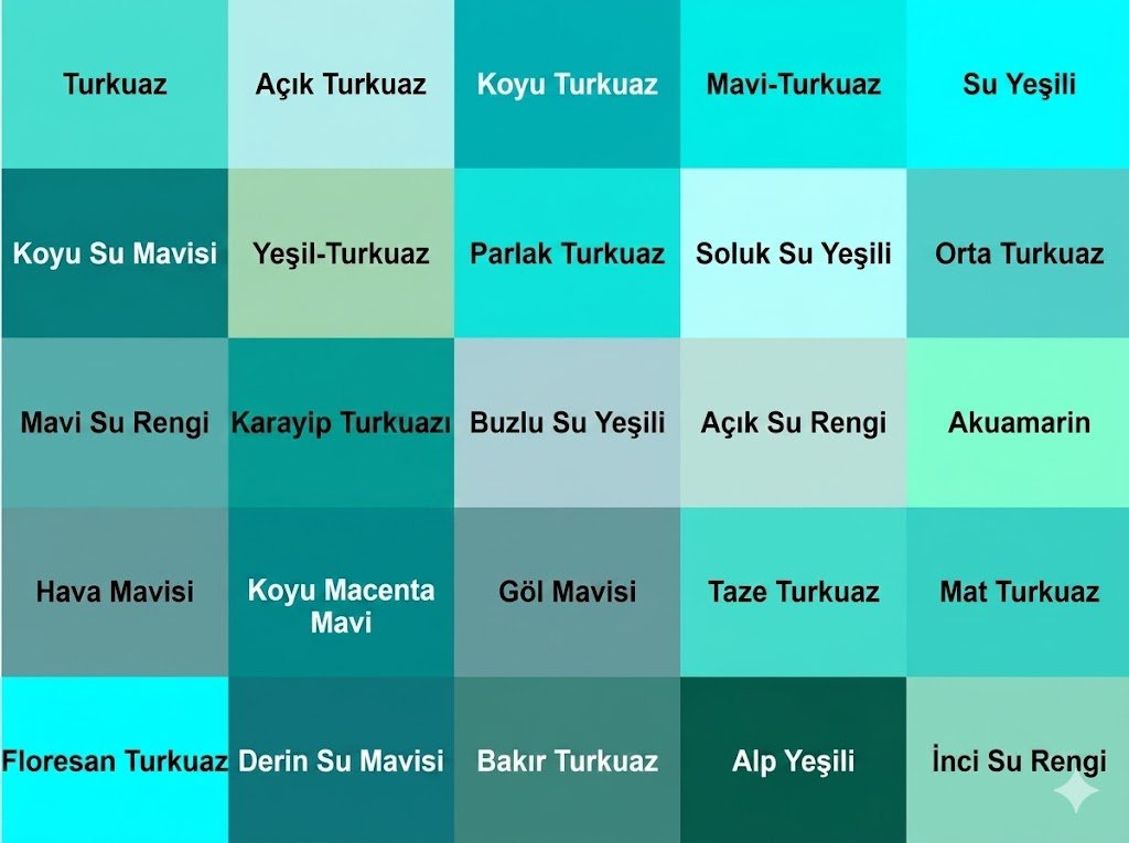 Turkuaz'ın varyasyonları